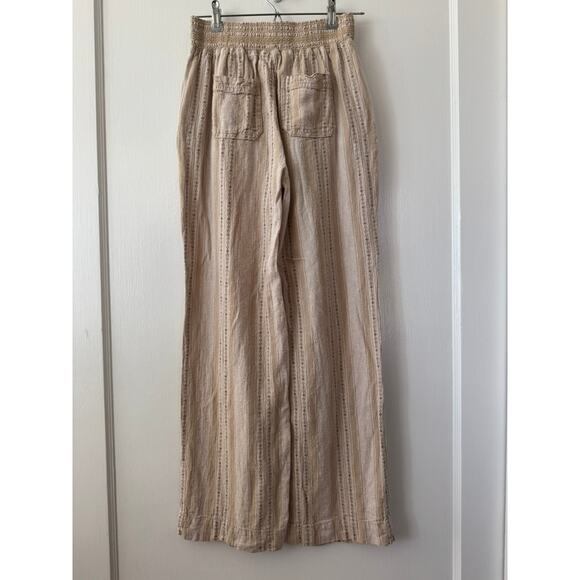 Briggs New York Khaki Brown Linen Blend Striped Wide Leg Pants Size Small - Picture 5 of 10
